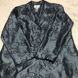 Susan Graver Blur Flotal Sequin Accent Jacket